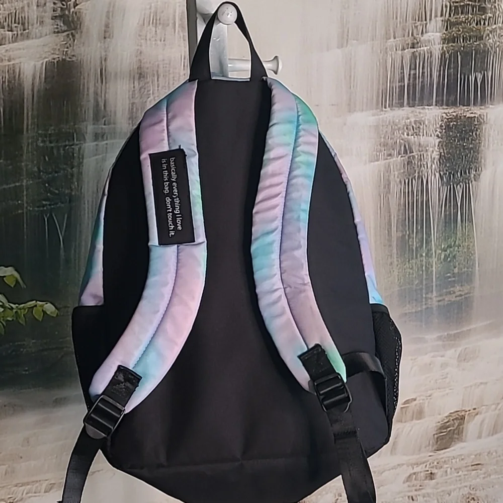 Justice shiny metallic purple pink pastel Backpack A initial